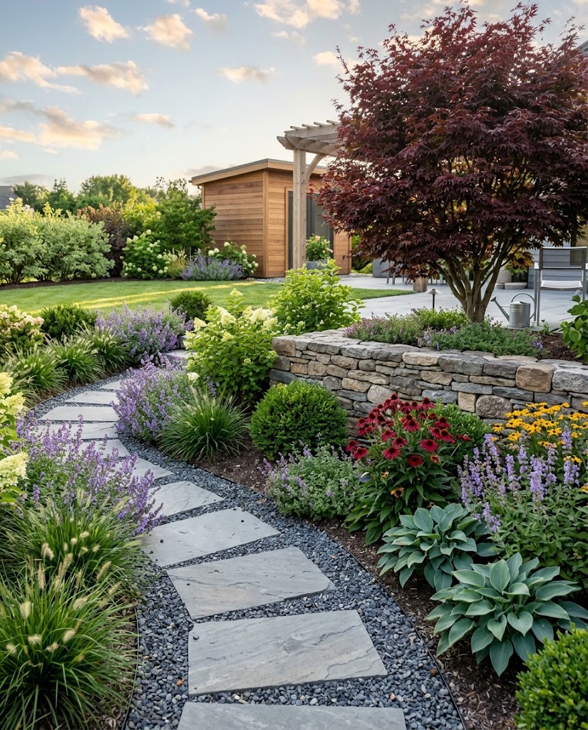 image of landscaped path